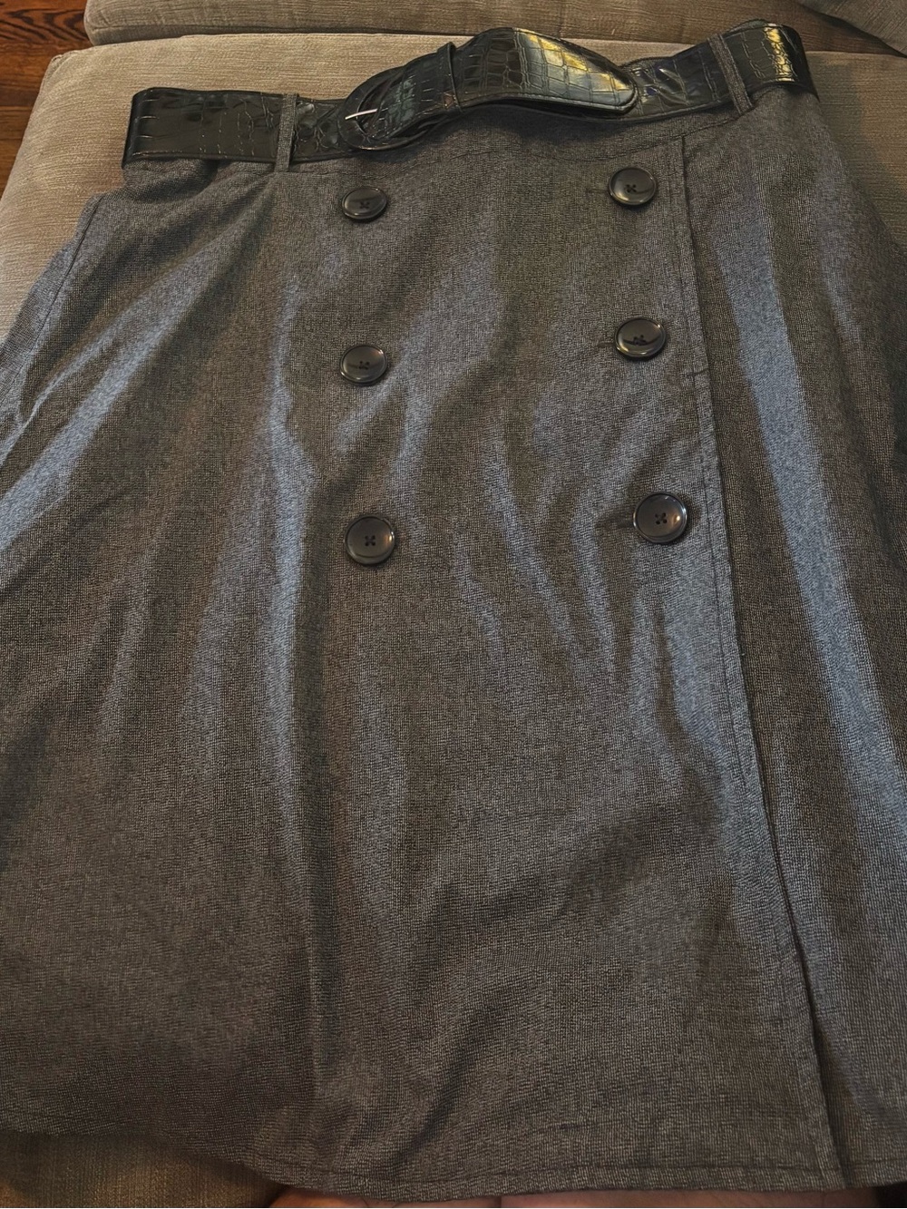 Women's Double-Breasted Gray A-Line Skirt with Belt appraisal plus size 20